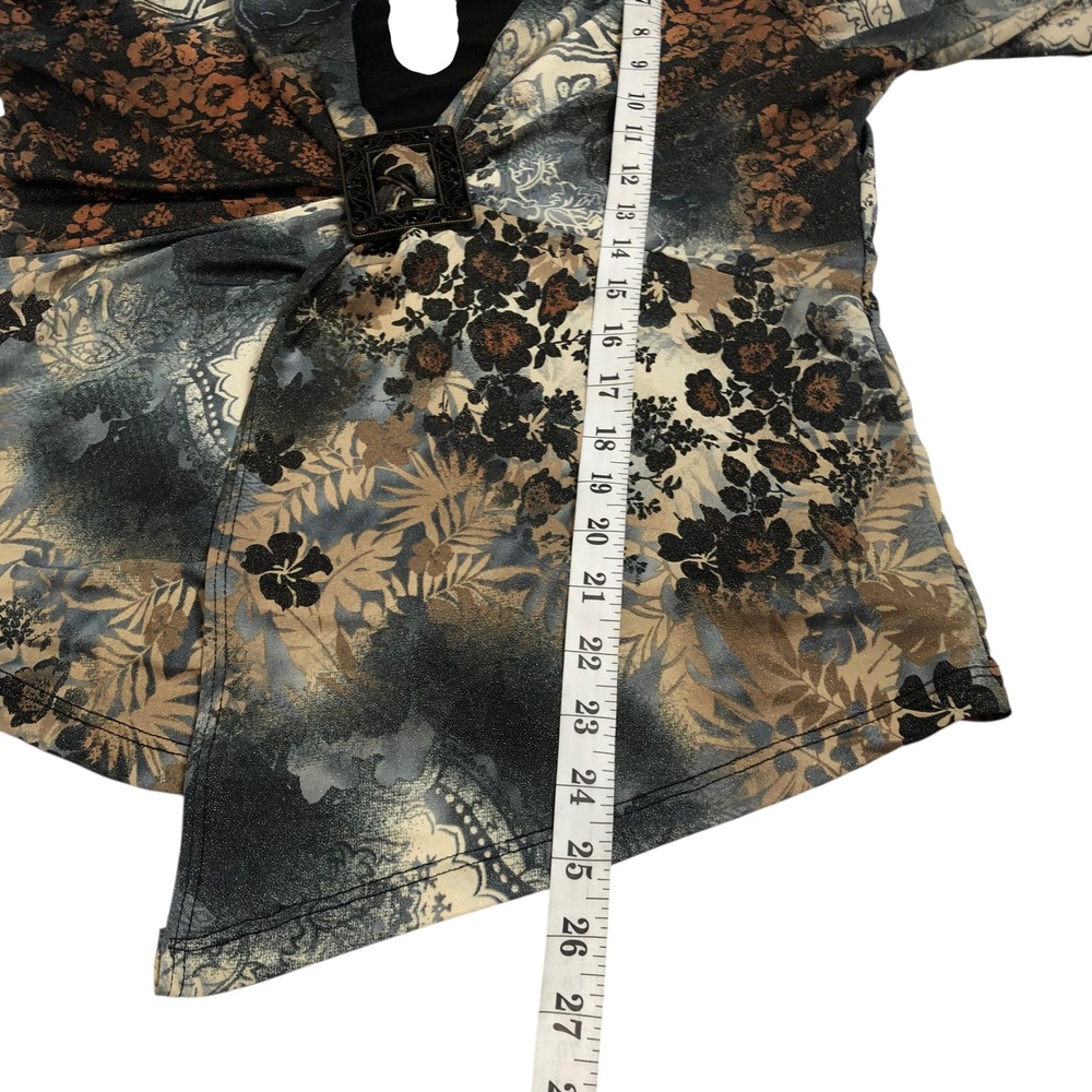 Dressbarn Floral V-Neck Buckle Top Shirt Medium Y2K Whimsigoth Fairy Grunge 90s - Picture 13 of 14